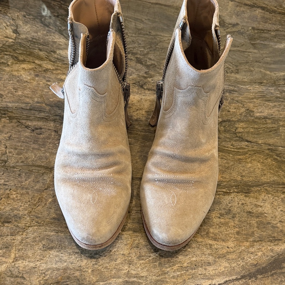 Golden Goose Beige Suede Ankle Boots